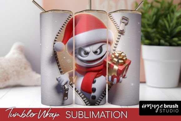 3D Christmas Ghost Tumbler Wrap Design