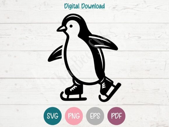 Charming Penguin Ice Skating SVG Cut File for Creative Blog Graphics & Craft Projects
