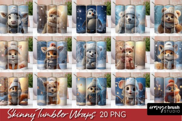 Christmas Animals Tumbler Wrap Graphics Bundle