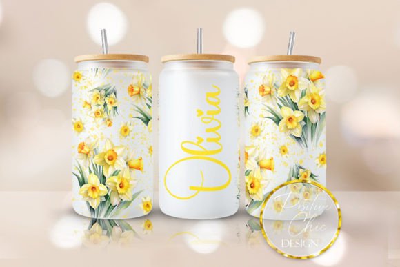 Custom Name Flowers Libbey Glass Cup Graphics & Crafts