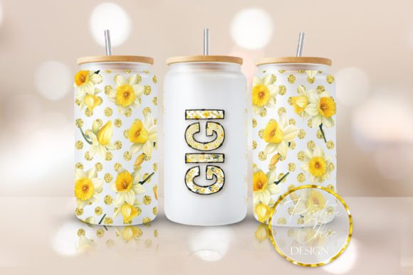 Floral Gigi 16oz Glass Can Wrap PNG: A Crafts & Graphics Designer’s Take on Real-World Branding Use
