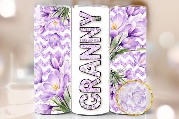 Floral Granny Skinny Tumbler Wrap PNG: Crafts Meets Graphics in a Versatile Design Asset