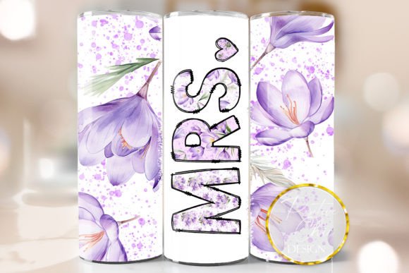 Mrs. Spring Flowers Tumbler PNG Wedding: A Delicate Craft Design for Blog Graphics