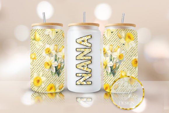 Nana Floral Libbey Can Wrap PNG UVDTF for Crafters & Handmade Sellers
