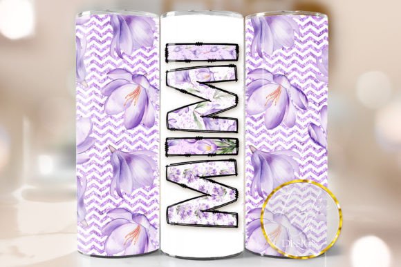 Purple Floral Mimi Tumbler Wrap PNG: Graphics for Crafts & Branding Impact