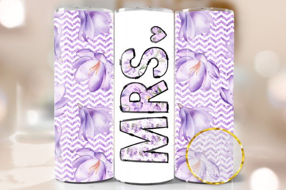 Purple Floral Mrs Tumbler Wrap PNG: A Crafts-Friendly Graphic Design Asset for Branding and Merchandise