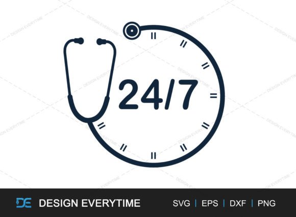 Stethoscope Clock SVG: Medical Graphics for Crafts