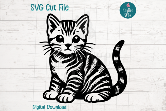 Tabby Cat Kitten SVG Cut File: Playful Graphics for Craft & Lifestyle Blogs
