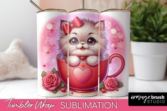 Valentine Cat Tumbler Wrap Graphics for Creative Sellers