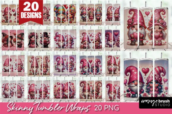 Valentine Gnome Tumbler Wrap Bundle: Festive Graphics for Cozy Tumbler Wraps