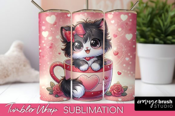 Valentine Tumbler Wrap Cat Graphics for Tumbler Wraps & Creative Sellers