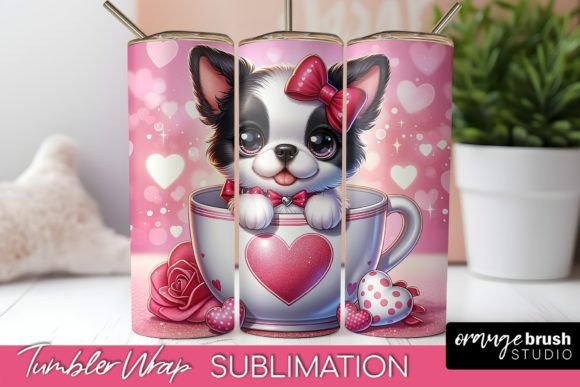 Valentines Day Tumbler Dog Sublimation Graphics