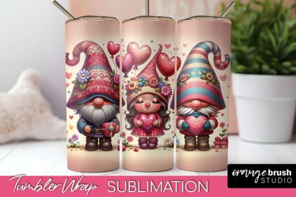 Valentines Gnome Tumbler Wrap Graphics for Cozy Craft Creations